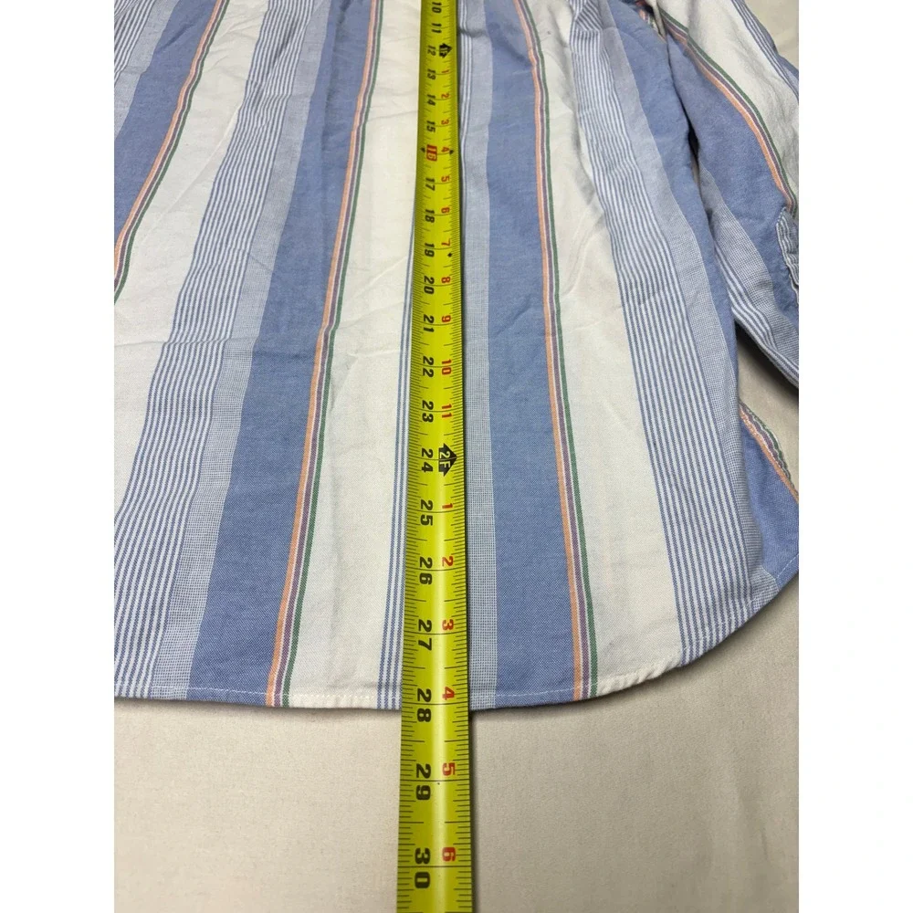 J.Crew Broken-In Oxford Shirt Mens Medium Slim Fit‎ Blue Striped Organic Cotton